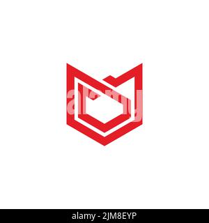 letter mu red geometric line simple logo vector Stock Vector