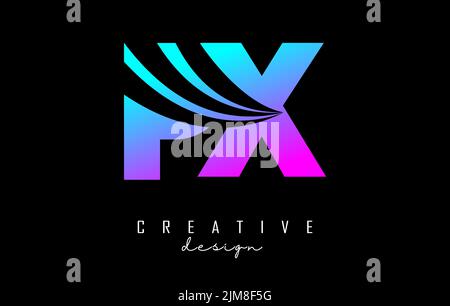 Creative colorful letter PX p x logo with leading lines and road concept design. Letters with geometric design. Vector Illustration with letter and cr Stock Vector