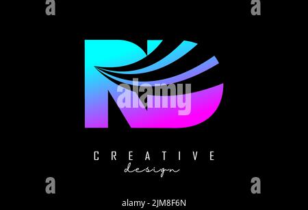 Colorful letter RD r d logo with leading lines and road concept design. Letters with geometric design. Vector Illustration with letter and creative cu Stock Vector