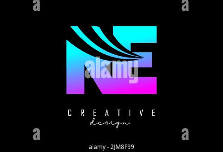 Colorful letter Re r e logo with leading lines and road concept design. Letters with geometric design. Vector Illustration with letter and creative cu Stock Vector