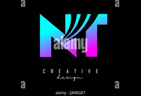 Creative colorful letter Nt n t logo with leading lines and road concept design. Letters with geometric design. Vector Illustration with letter and cr Stock Vector
