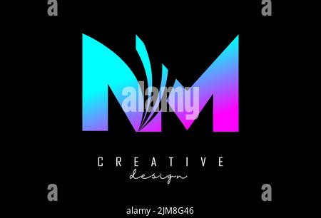 Creative colorful letter Nm n m logo with leading lines and road concept design. Letters with geometric design. Vector Illustration with letter and cr Stock Vector