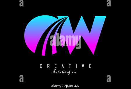 Creative colorful letter OW o w logo with leading lines and road concept design. Letters with geometric design. Vector Illustration with letter and cr Stock Vector