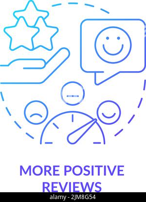 More positive reviews blue gradient concept icon Stock Vector