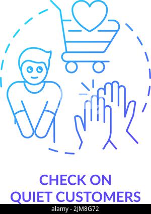 Check on quiet customer blue gradient concept icon Stock Vector