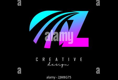 Creative colorful letter OZ o z logo with leading lines and road concept design. Letters with geometric design. Vector Illustration with letter and cr Stock Vector