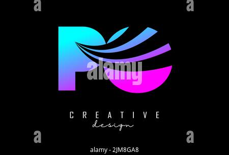 Creative colorful letter Po p o logo with leading lines and road concept design. Letters with geometric design. Vector Illustration with letter and cr Stock Vector