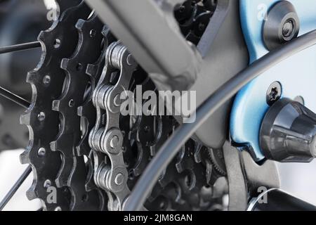 Detail view of bicycle gears and bicycle chain Stock Photo