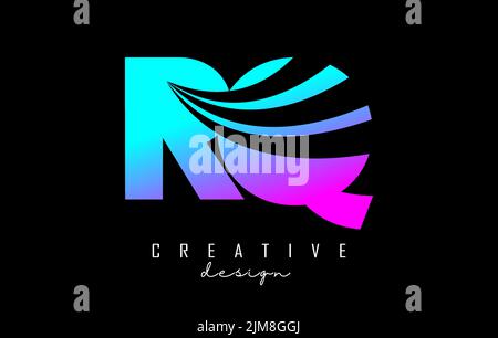 Colorful letter RQ R q logo with leading lines and road concept design. Letters with geometric design. Vector Illustration with letter and creative cu Stock Vector