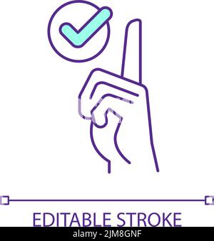 Drawing attention gesture RGB color icon Stock Vector
