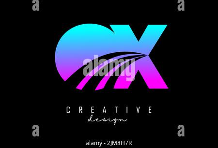 Creative colorful letter OX o x logo with leading lines and road concept design. Letters with geometric design. Vector Illustration with letter and cr Stock Vector