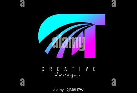 Creative colorful letter OT o t logo with leading lines and road concept design. Letters with geometric design. Vector Illustration with letter and cr Stock Vector