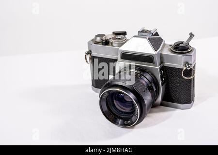 retro analog camera. point of view Stock Photo