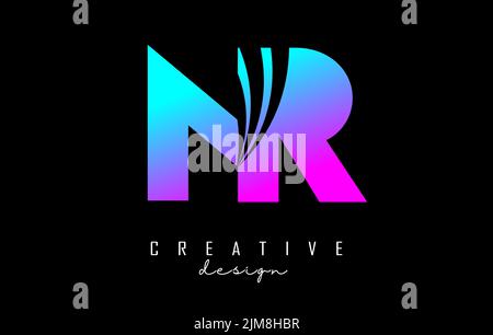 Creative colorful letter NR n r logo with leading lines and road concept design. Letters with geometric design. Vector Illustration with letter and cr Stock Vector