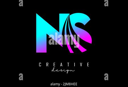 Creative colorful letter NS n s logo with leading lines and road concept design. Letters with geometric design. Vector Illustration with letter and cr Stock Vector