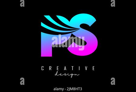 Creative colorful letter PS p s logo with leading lines and road concept design. Letters with geometric design. Vector Illustration with letter and cr Stock Vector