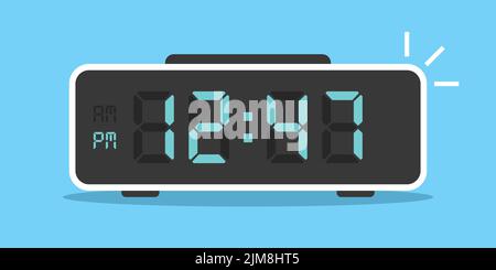 Digital clock number icon illustration in flat style. lcd watch vector illustration on isolated background. Time alarm sign business concept. Stock Vector