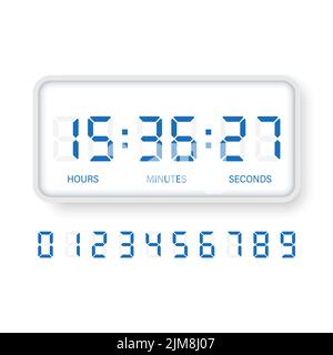 Digital clock number icon illustration in flat style. lcd watch vector illustration on isolated background. Time alarm sign business concept. Stock Vector