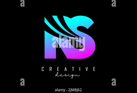 Colorful letter RS R s logo with leading lines and road concept design. Letters with geometric design. Vector Illustration with letter and creative cu Stock Vector