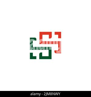 letter bs colorful mosaic lines art square logo vector Stock Vector