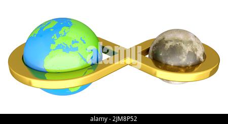 Earth linked with Moon Stock Photo
