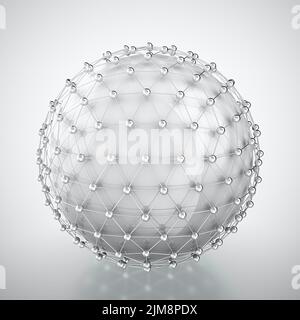 White sphere in metal cage