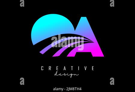 Creative colorful letter OA o a logo with leading lines and road concept design. Letters with geometric design. Vector Illustration with letter and cr Stock Vector