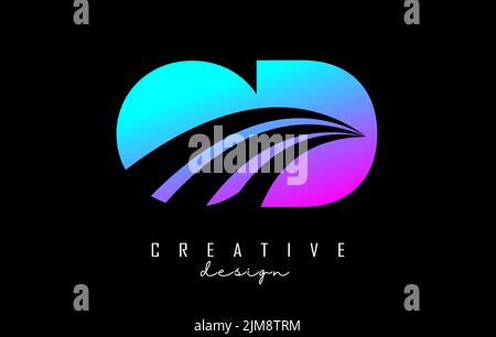 Creative colorful letter OD o d logo with leading lines and road concept design. Letters with geometric design. Vector Illustration with letter and cr Stock Vector