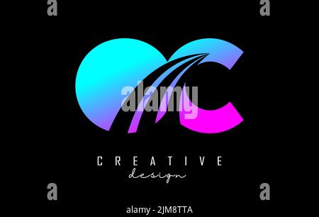 Creative colorful letter Oc o c logo with leading lines and road concept design. Letters with geometric design. Vector Illustration with letter and cr Stock Vector