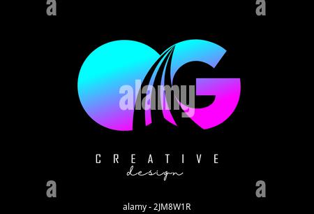 Creative colorful letter OG o g logo with leading lines and road concept design. Letters with geometric design. Vector Illustration with letter and cr Stock Vector