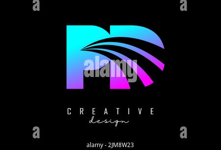 Creative colorful letter Pd p d logo with leading lines and road concept design. Letters with geometric design. Vector Illustration with letter and cr Stock Vector