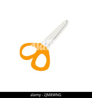 Illustration of scissors in orange color isolated on white background Stock Vector