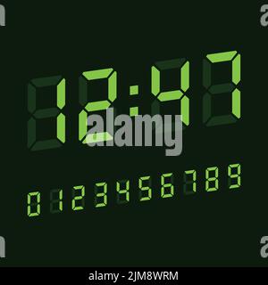 Digital clock number icon illustration in flat style. lcd watch vector illustration on isolated background. Time alarm sign business concept. Stock Vector