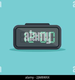 Digital clock number icon illustration in flat style. lcd watch vector illustration on isolated background. Time alarm sign business concept. Stock Vector