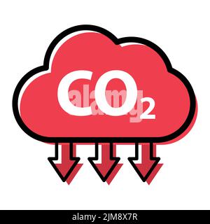 CO2 reduce cloud icon, clean global emission, environment eco design ...