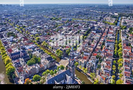 Netherlands, Amsterdam - 13-06-2022: view from high above on the city of Amsterdam. Stock Photo