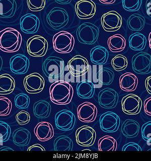 Stylish fashionable vector seamless ornamental pattern design of abstract circles. Modern repeat texture background for textile and surface printing Stock Vector