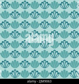 Green mint pastel marine seamless pattern background with shell Stock Vector
