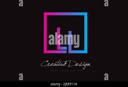 LI Square Framed Letter Logo Design Vector with Purple Blue Colors. Stock Vector
