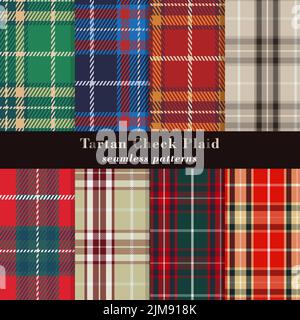 Collection of great tartan plaid scottish patterns Stock Vector