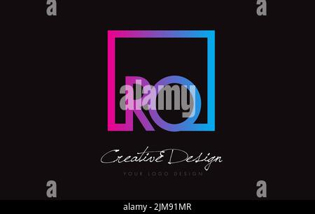 RO Square Framed Letter Logo Design Vector with Purple Blue Colors. Stock Vector