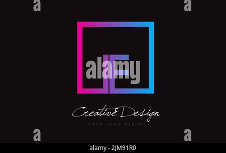 IE Square Framed Letter Logo Design Vector with Purple Blue Colors. Stock Vector