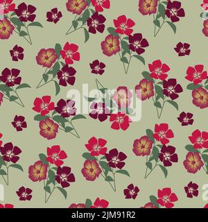 Elegant trendy vector floral seamless pattern design of abstract periwinkle flowers. Elegant ditsy repeat texture background for printing and textile Stock Vector