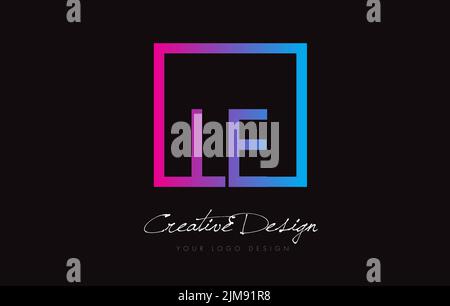 LE Square Framed Letter Logo Design Vector with Purple Blue Colors. Stock Vector