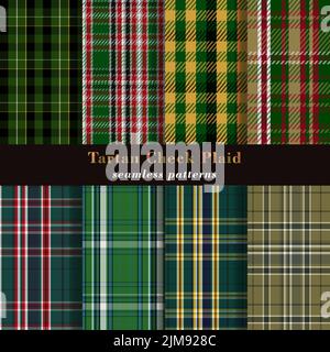 Collection of great tartan plaid scottish patterns Stock Vector