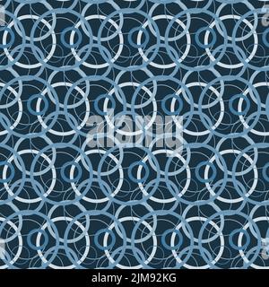 Circle sphere seamless pattern blue gray monochrome geometric background Stock Vector