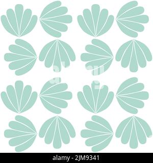 Blue green mint clam shell seamless pattern nautical theme vector illustration Stock Vector