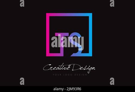 TS Square Framed Letter Logo Design Vector with Black and White Colors ...