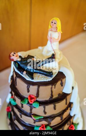 Funny wedding cake top Stock Photo