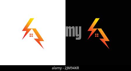 Modern and unique electric house logo design Stock Vector